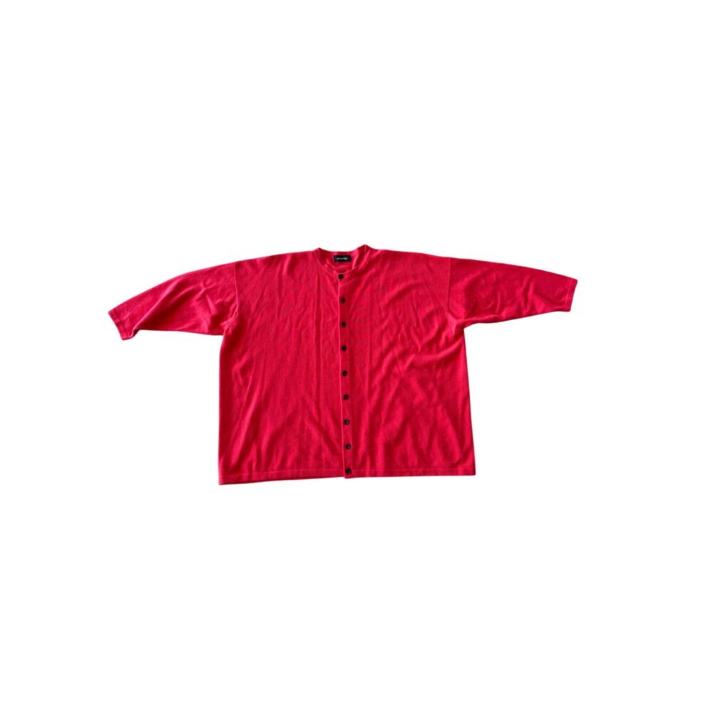 eskandar 100% cashmere Vivid Red 3/4 sleeve Cardigan 3XL